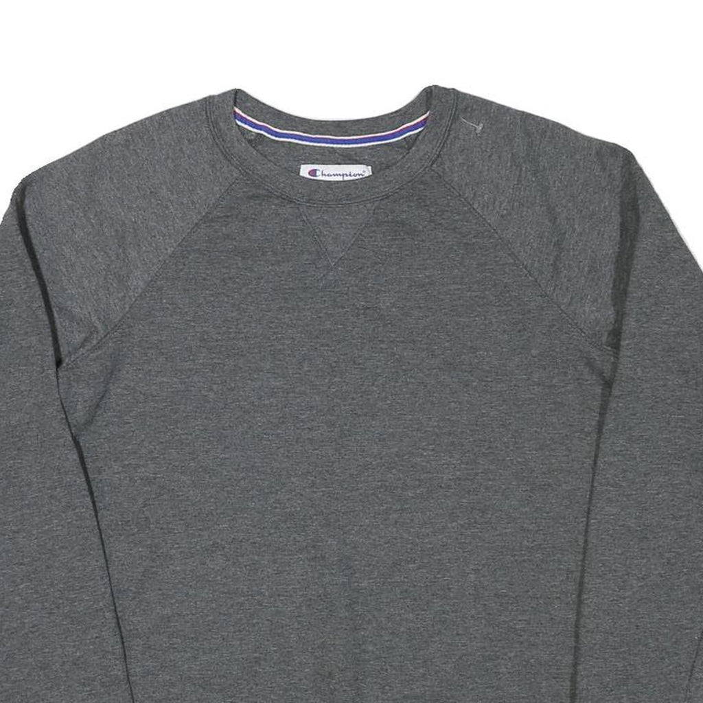 CHAMPION Mens Grey Crew Neck M Pullover Cotton Blend Sweatshirt Classic Logo