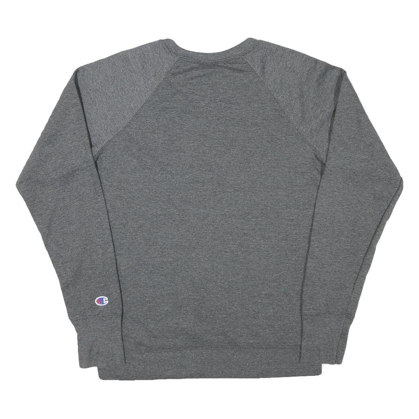 CHAMPION Mens Grey Crew Neck M Pullover Cotton Blend Sweatshirt Classic Logo