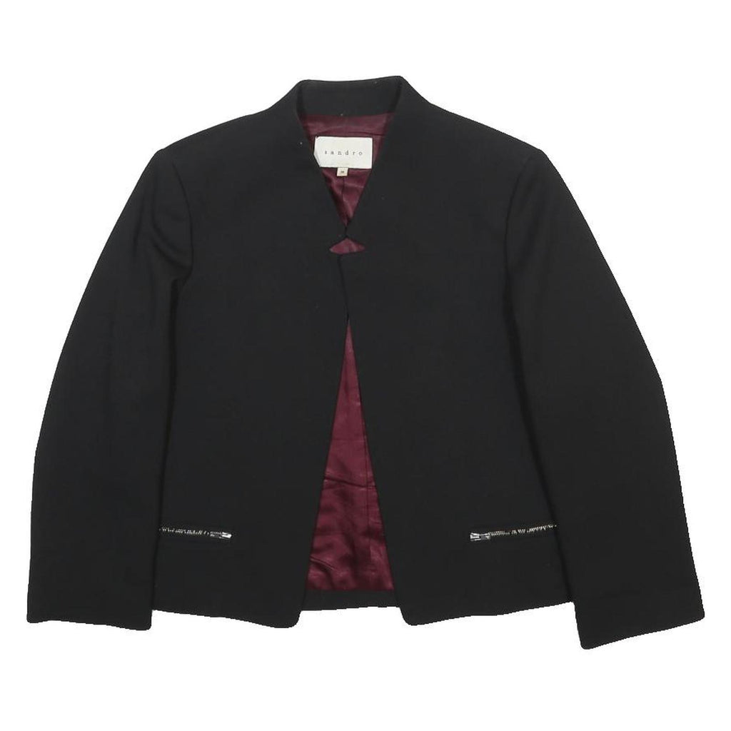 SANDRO Womens Black Jacket S Polyester Blend Plain Chic Elegant Smart Casual
