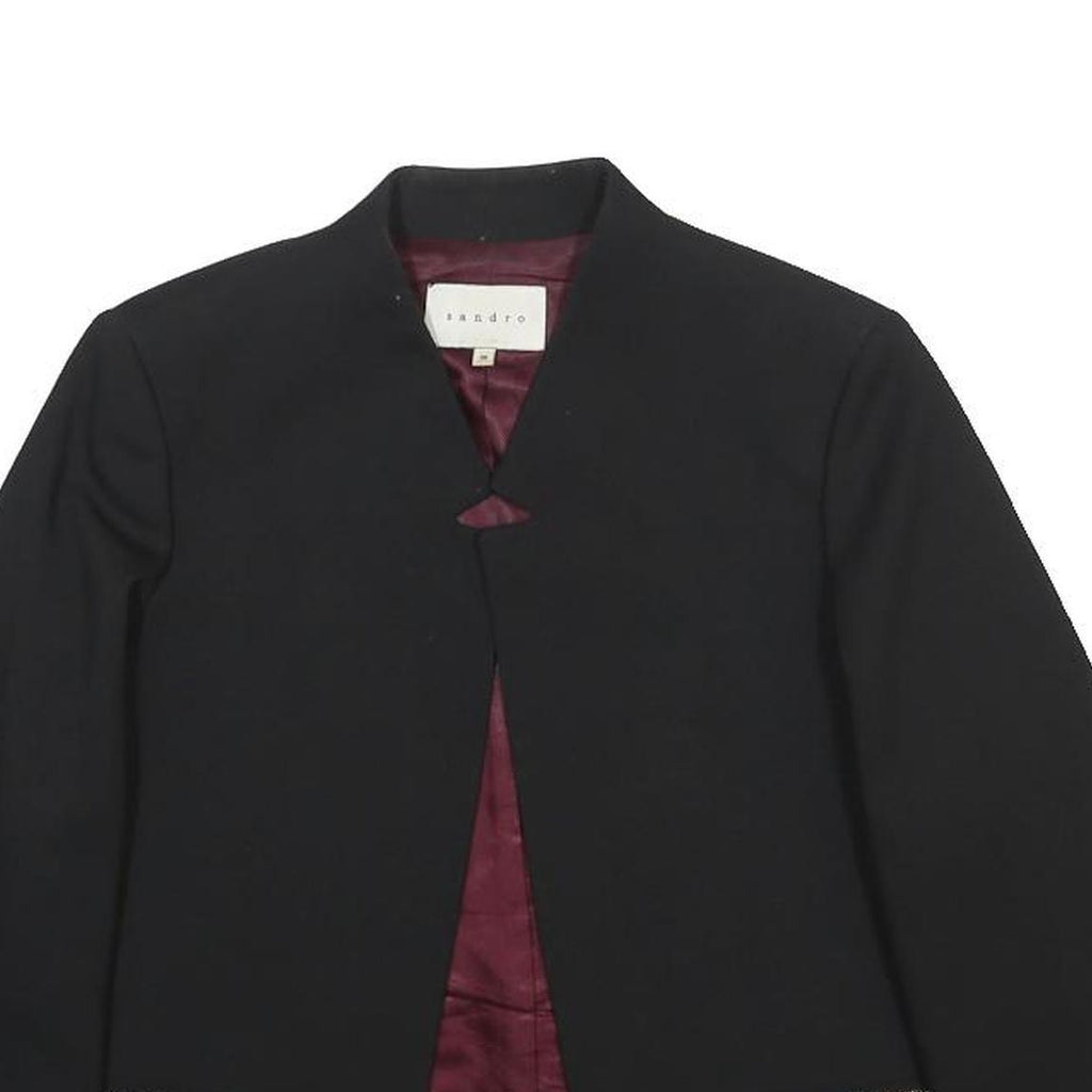 SANDRO Womens Black Jacket S Polyester Blend Plain Chic Elegant Smart Casual