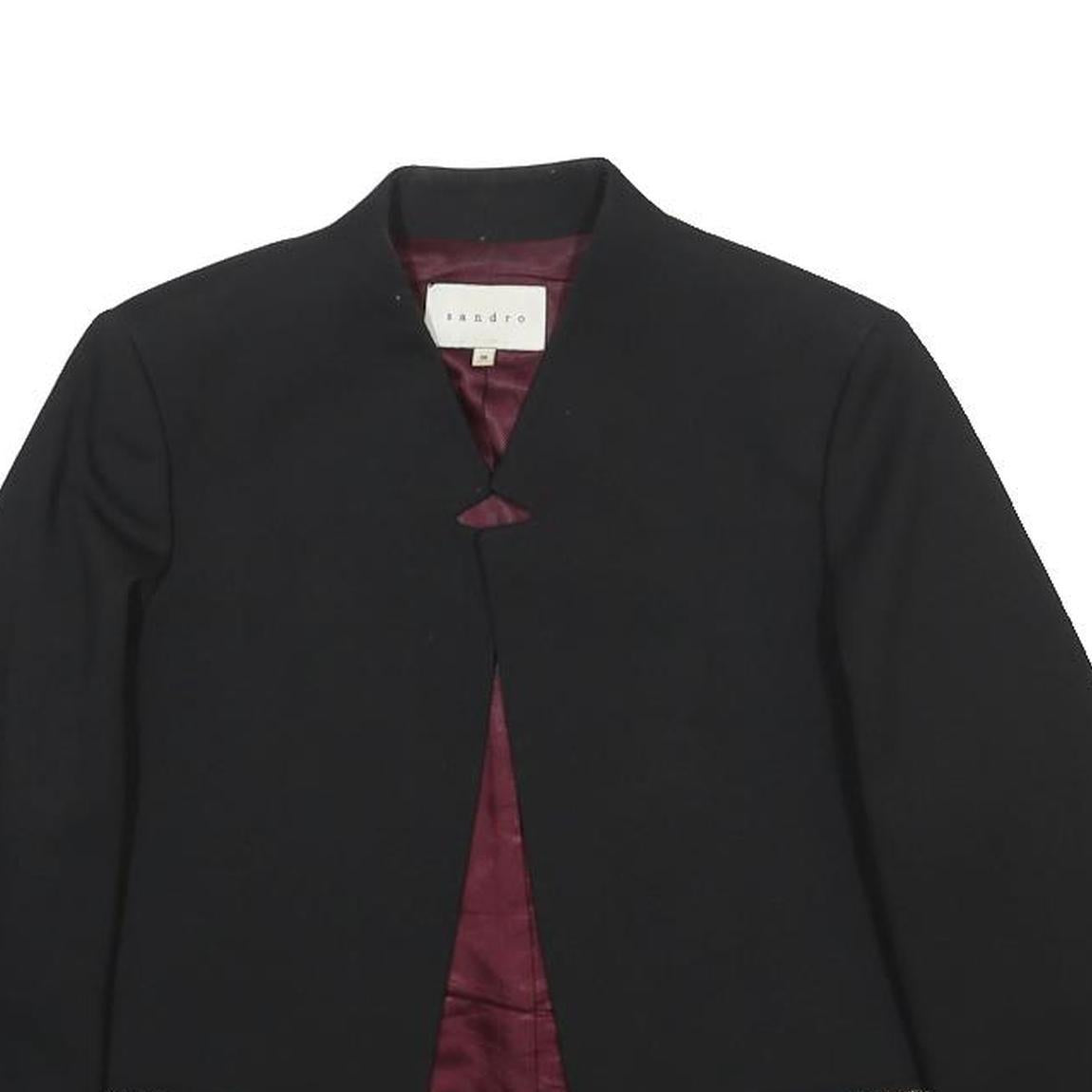 SANDRO Womens Black Jacket S Polyester Blend Plain Chic Elegant Smart Casual