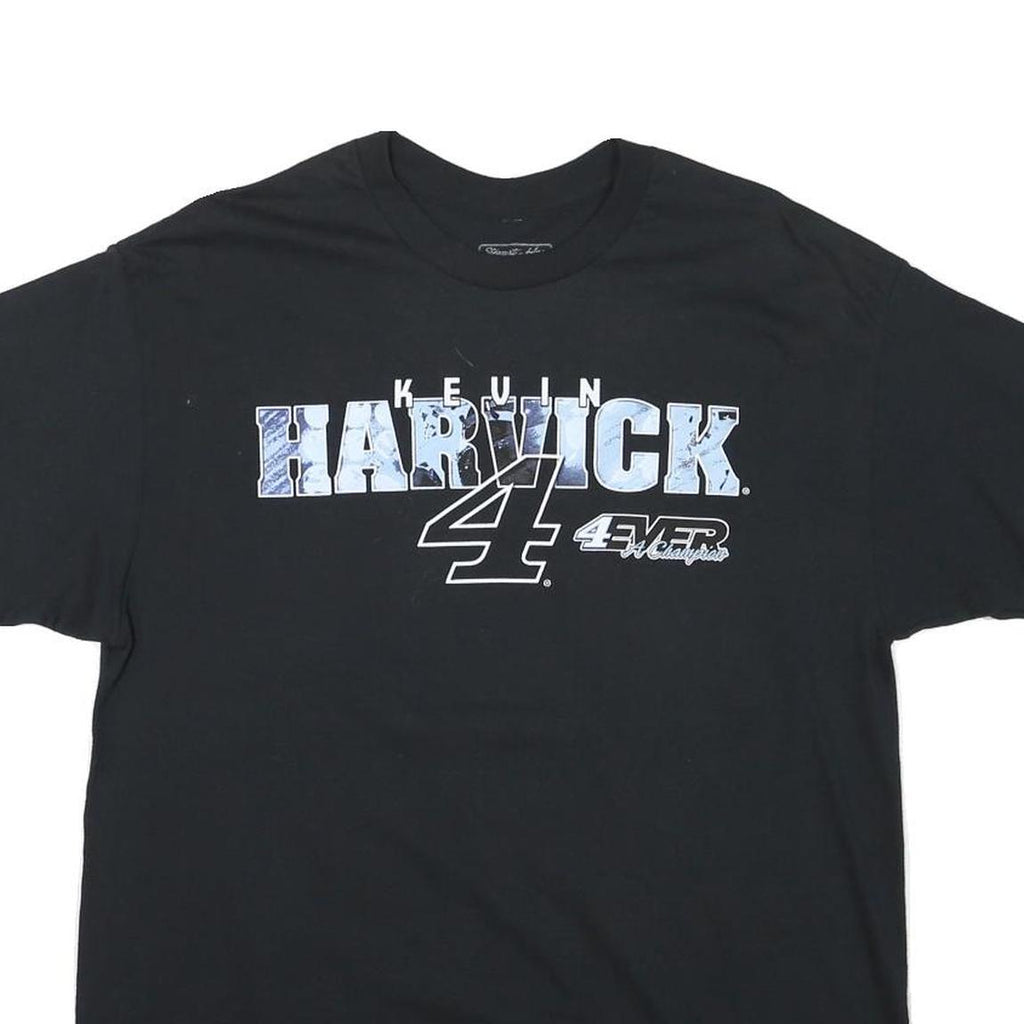 Mens Black Kevin Harvick Graphic T-Shirt L Short Sleeve Crew Neck Racing