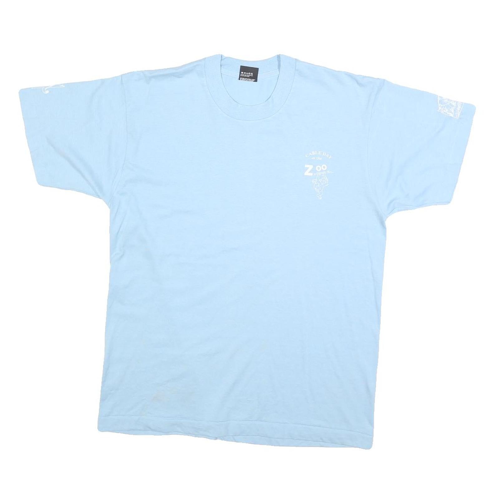 SCREEN STARS BEST Mens Blue Crew Neck Short Sleeve Graphic T-Shirt L Casual