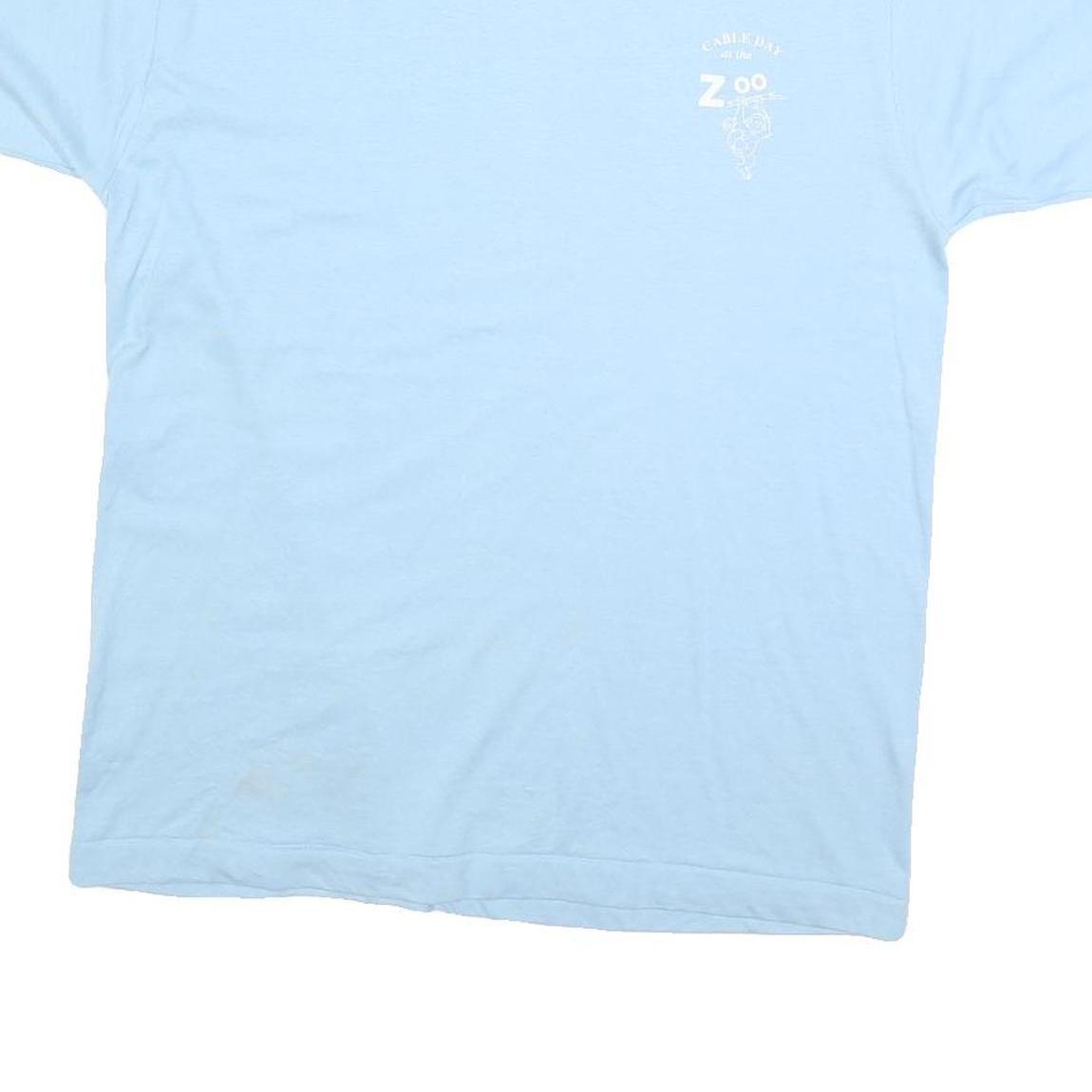 SCREEN STARS BEST Mens Blue Crew Neck Short Sleeve Graphic T-Shirt L Casual