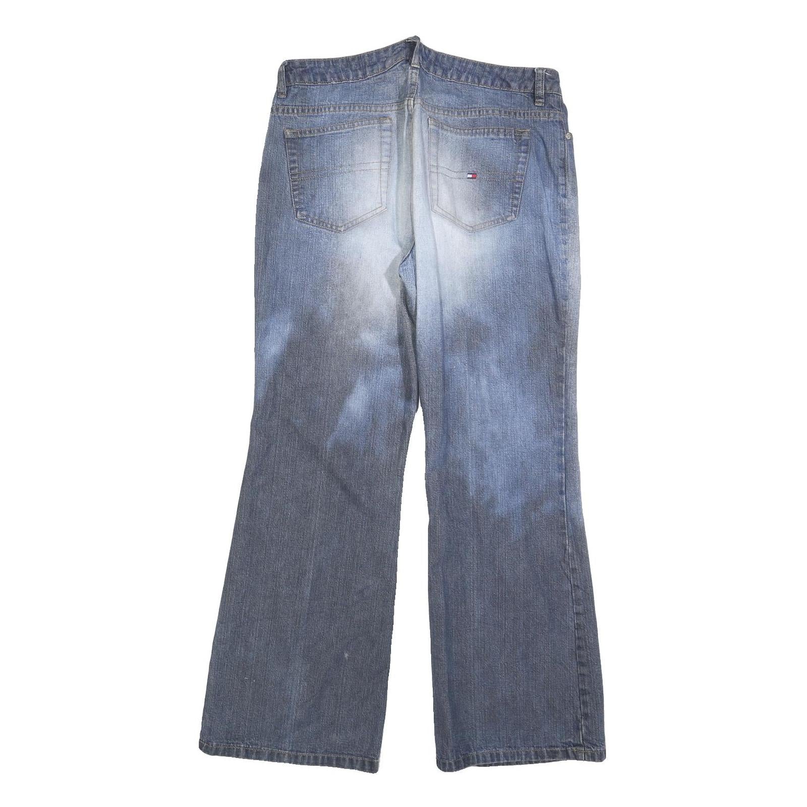 TOMMY HILFIGER Womens Jeans Blue Regular Wide-Leg Denim Rinse W32 L30 Casual