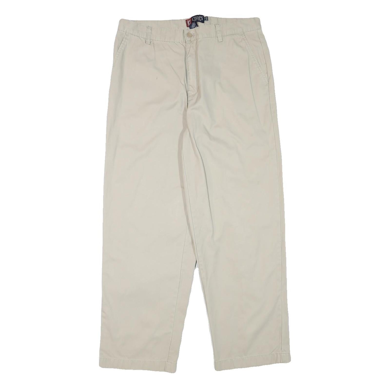CHAPS RALPH LAUREN Mens Cotton Blend Beige Relaxed Straight Trousers W34 L30