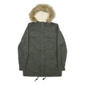 LEVI'S Womens Green Fur Hooded Jacket S Polyester Blend Zip Outdoor Winter Parka