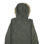 LEVI'S Womens Green Fur Hooded Jacket S Polyester Blend Zip Outdoor Winter Parka