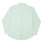 TOMMY HILFIGER Mens White & Green Stripe Shirt L Classic Button-Down Collar Long