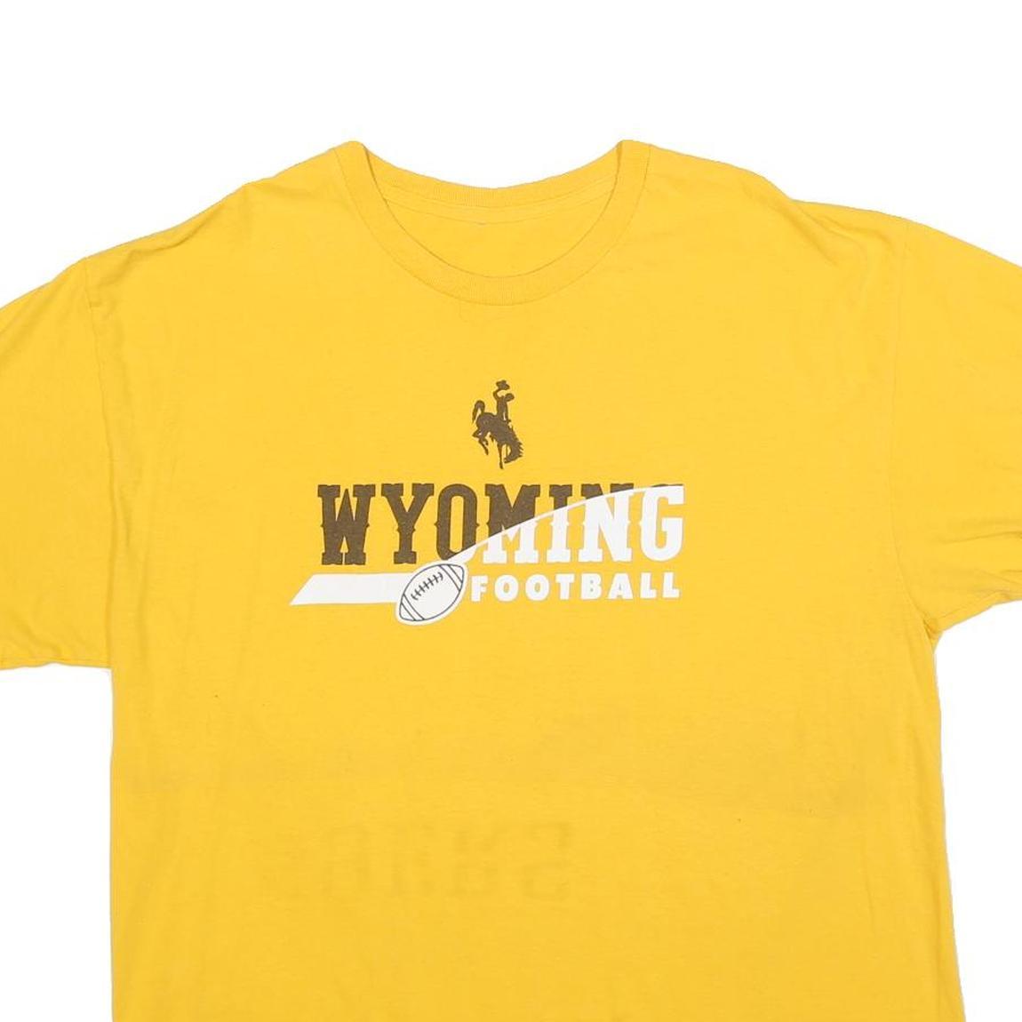 Mens Yellow Wyoming Football Graphic T-Shirt XL Short Sleeve Round Neck Casual