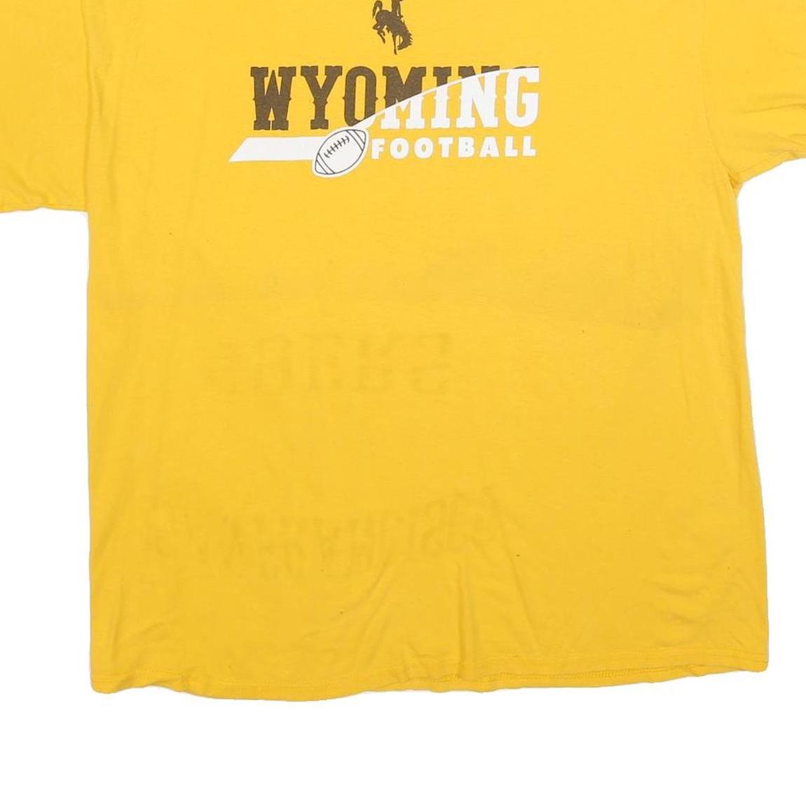Mens Yellow Wyoming Football Graphic T-Shirt XL Short Sleeve Round Neck Casual