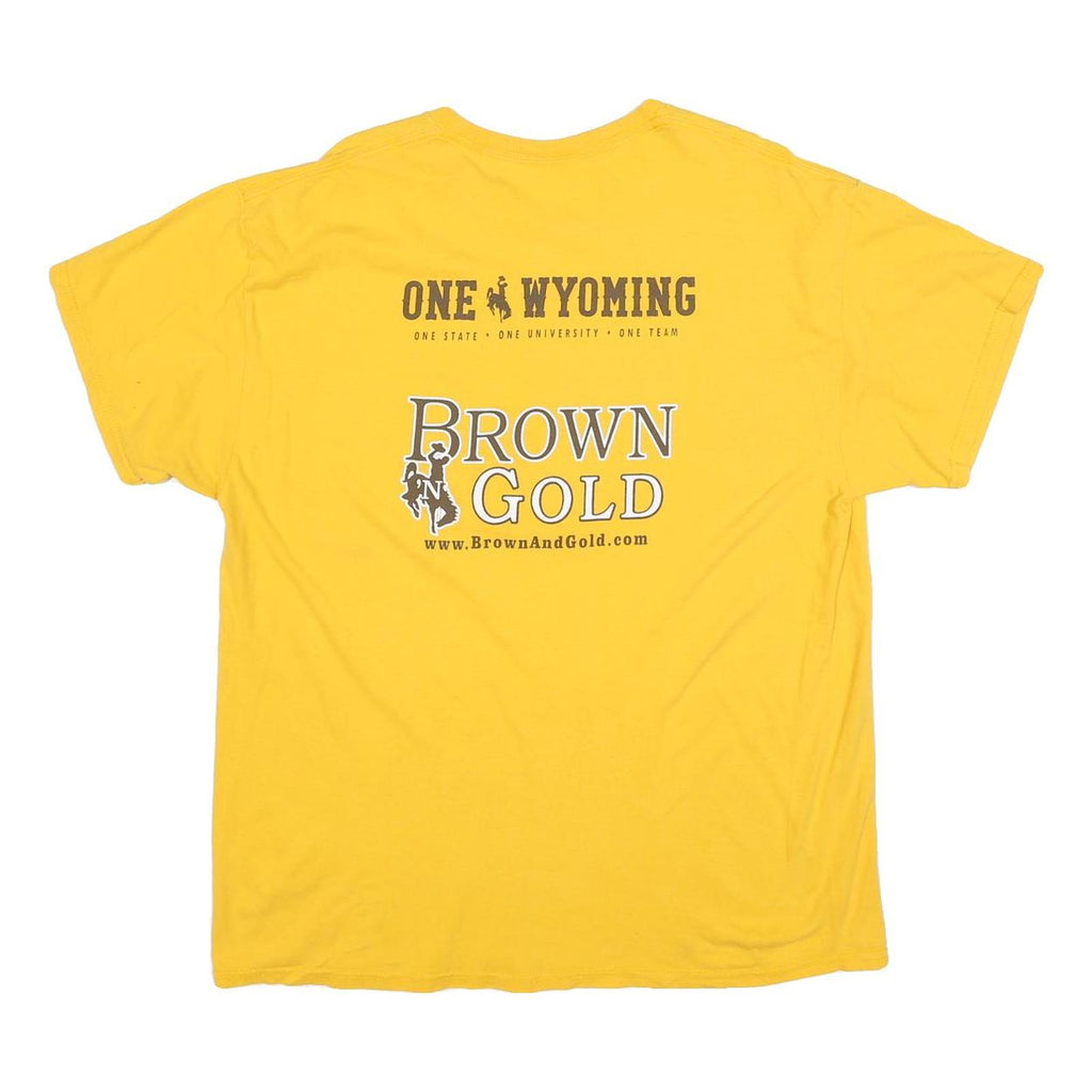 Mens Yellow Wyoming Football Graphic T-Shirt XL Short Sleeve Round Neck Casual