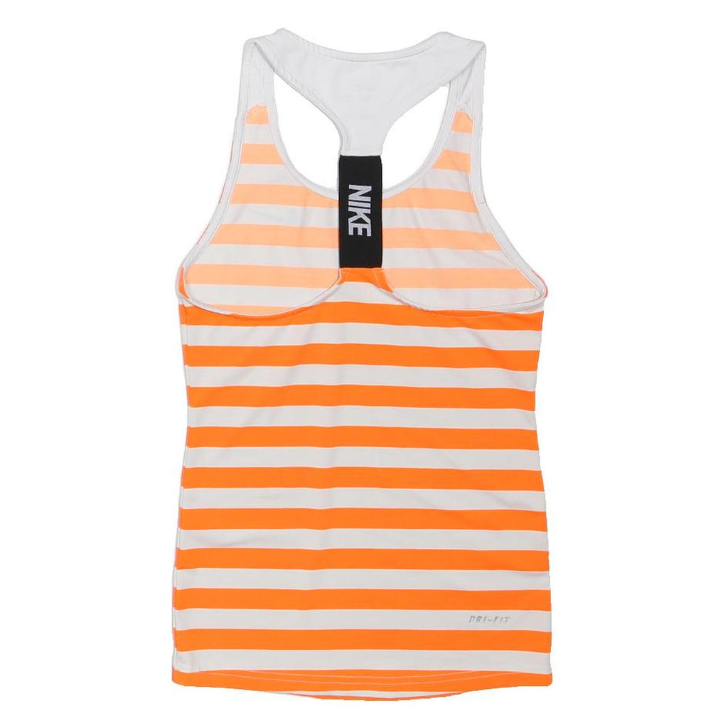 NIKE Womens Orange & White Striped Racerback Tank Top S Sleeveless Sports Gym