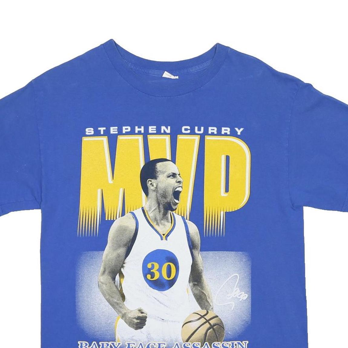 Mens Blue Stephen Curry MVP Graphic T-Shirt S Short Sleeve Crew Neck Sports Fan