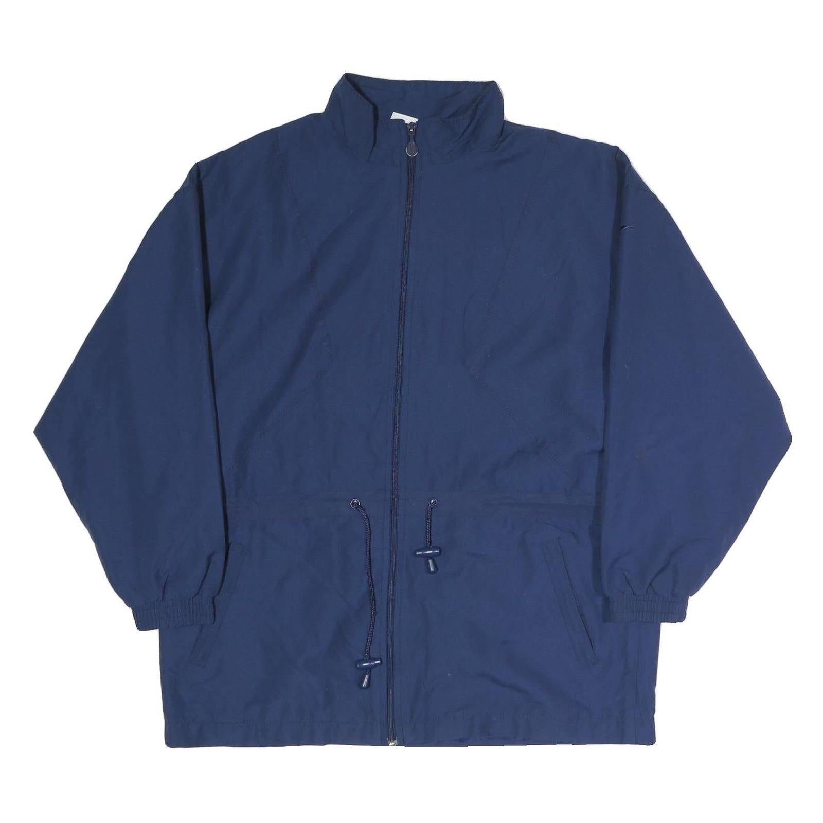 REEBOK Mens Blue Jacket M Cotton Plain Zip Casual Sportswear Lightweight