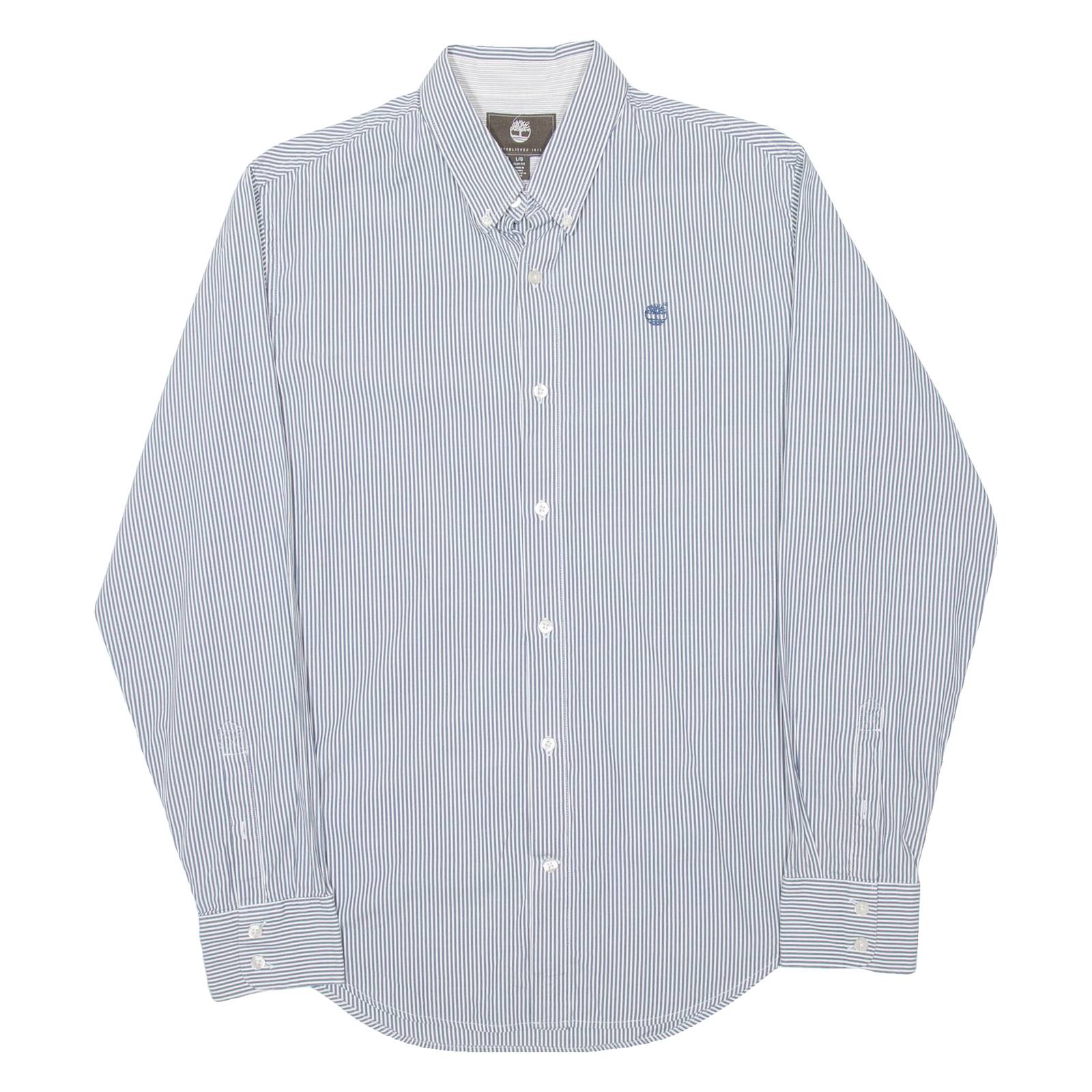 TIMBERLAND Mens Shirt Blue Striped Long Sleeve L