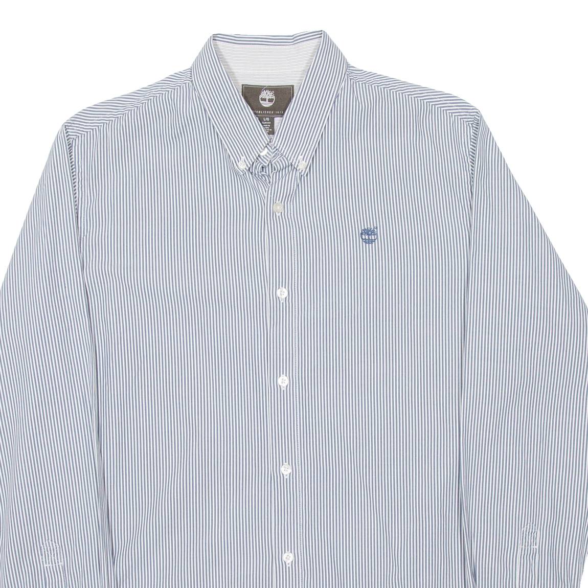 TIMBERLAND Mens Shirt Blue Striped Long Sleeve L