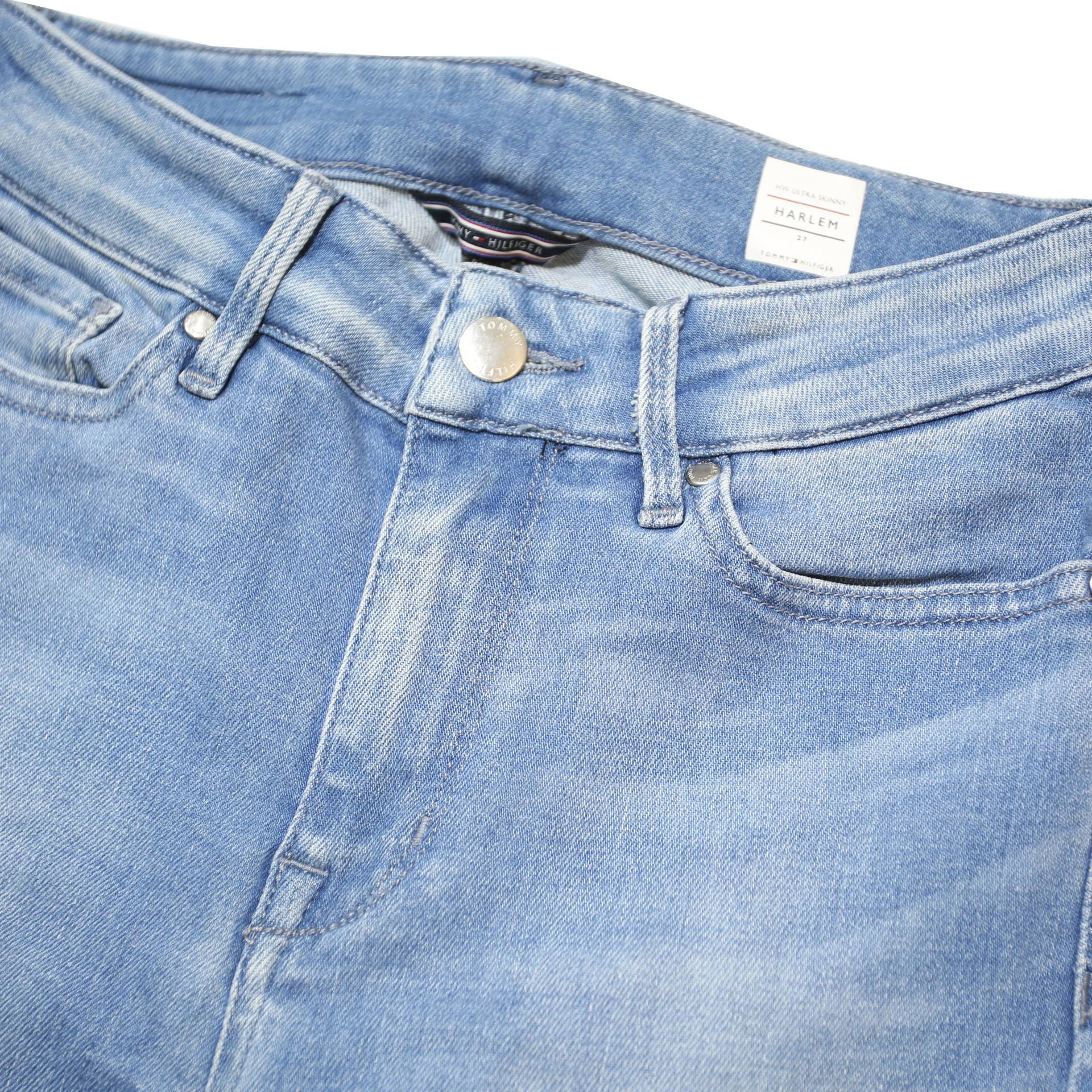 TOMMY HILFIGER Womens Jeans Blue Slim Skinny Denim Light W24 L26 Stylish Zip