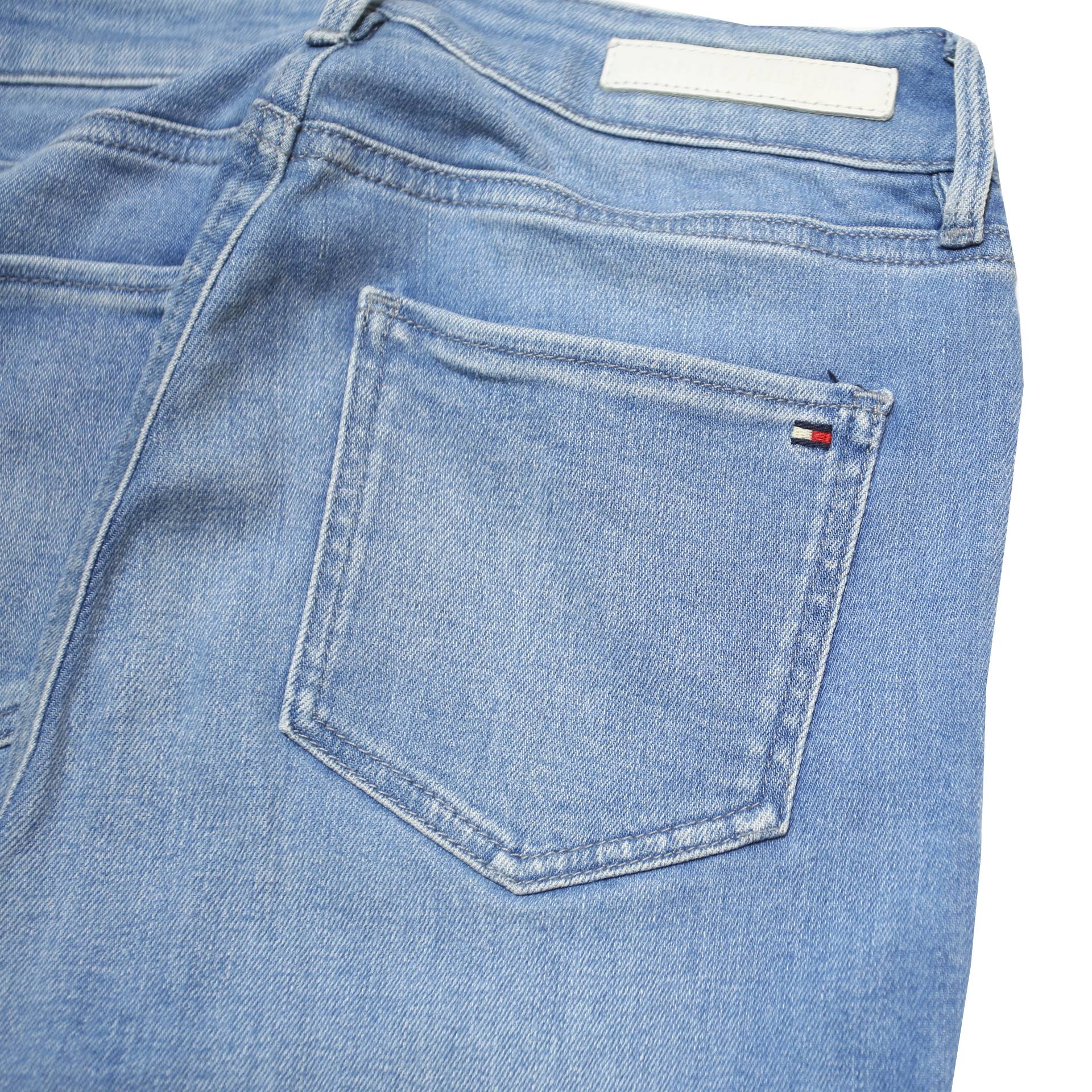 TOMMY HILFIGER Womens Jeans Blue Slim Skinny Denim Light W24 L26 Stylish Zip