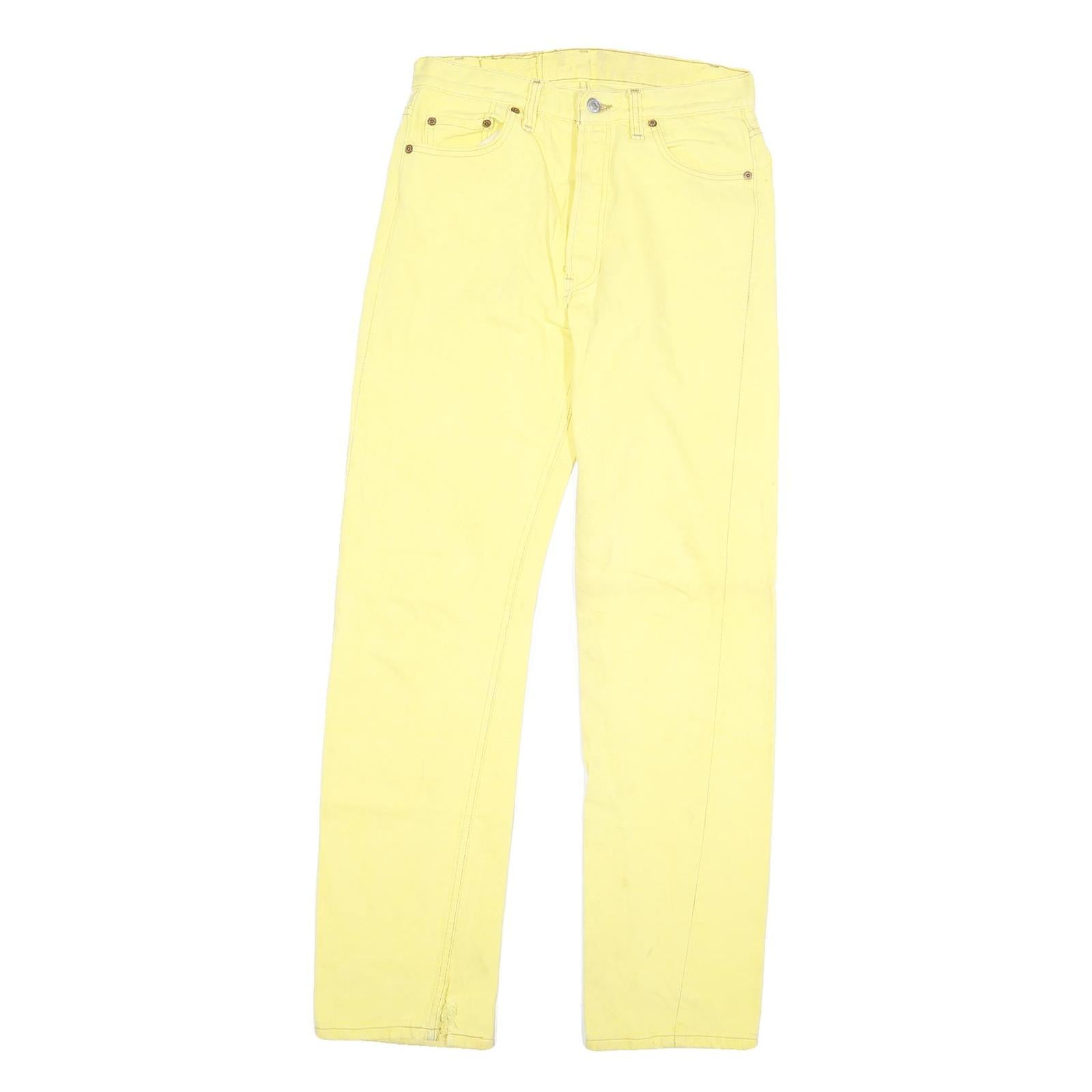 LEVI'S Mens Regular Fit Yellow Cotton Blend Button Closure Jeans W28 L31 Casual