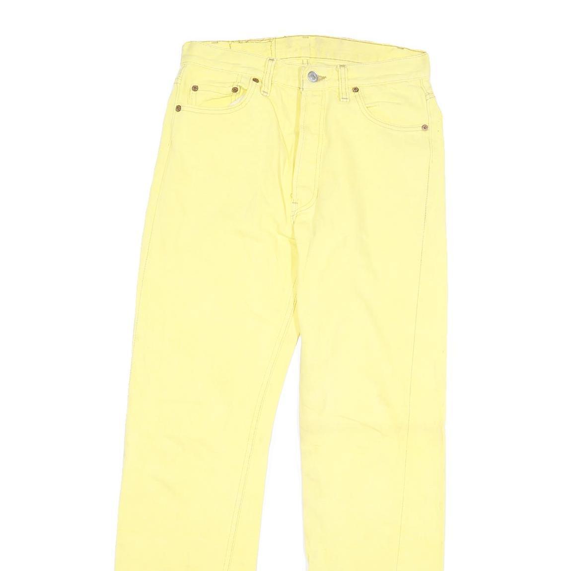 LEVI'S Mens Regular Fit Yellow Cotton Blend Button Closure Jeans W28 L31 Casual