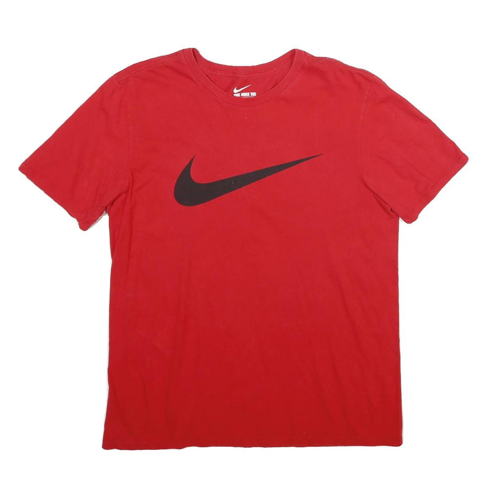 NIKE Mens Red Crew Neck Short Sleeve Classic T-Shirt M Cotton Logo