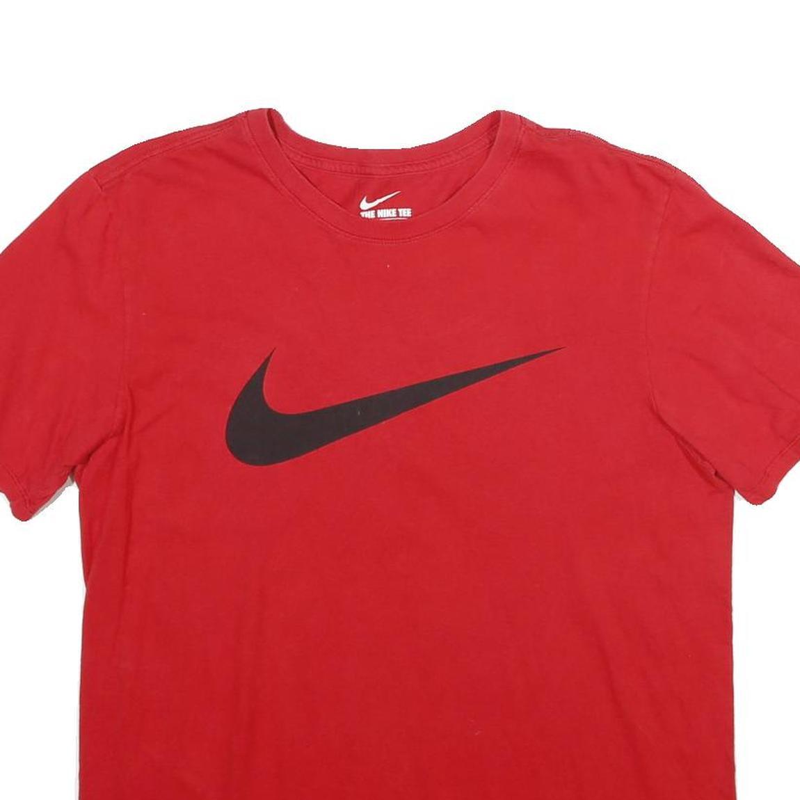 NIKE Mens Red Crew Neck Short Sleeve Classic T-Shirt M Cotton Logo
