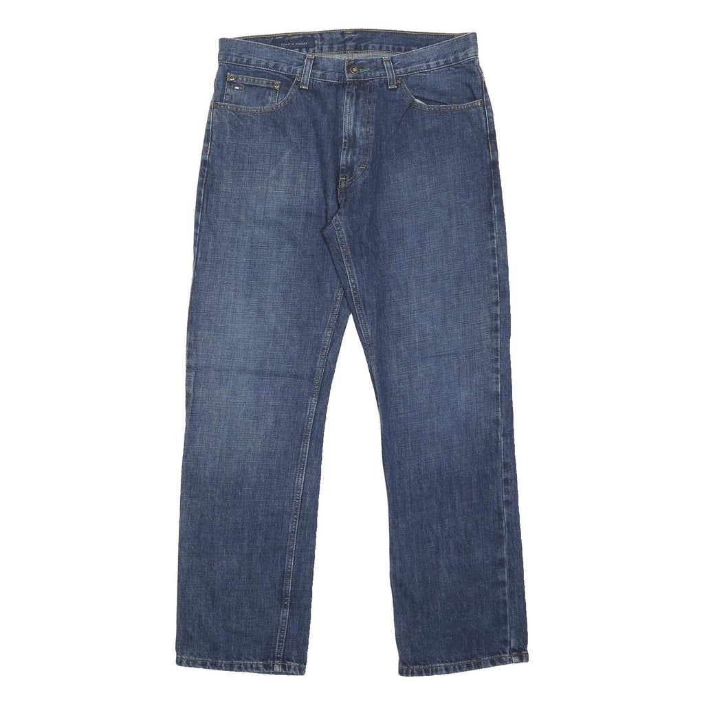 TOMMY HILFIGER Mens Blue Regular Straight Denim W32 L30 Cotton Blend Zip Jeans