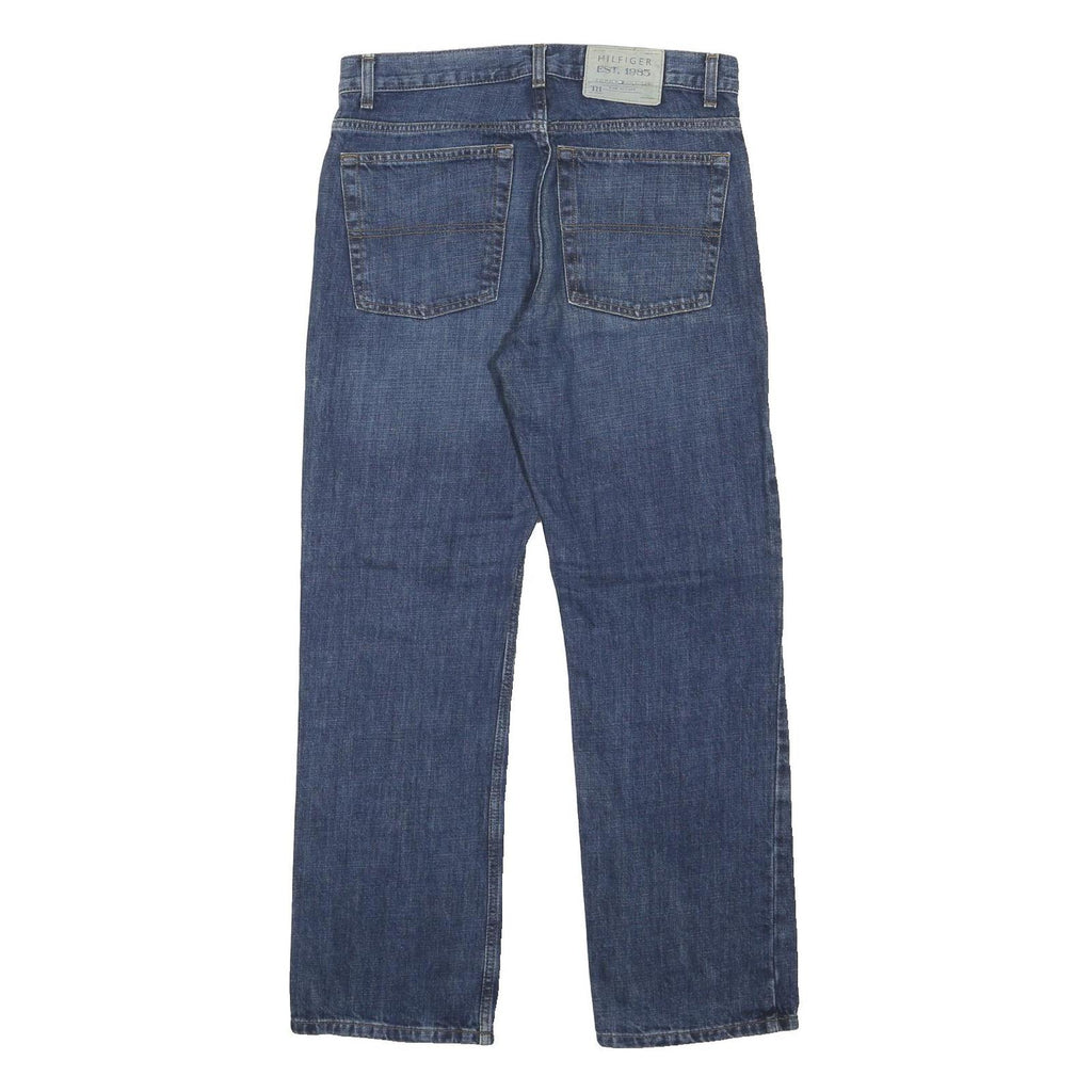TOMMY HILFIGER Mens Blue Regular Straight Denim W32 L30 Cotton Blend Zip Jeans