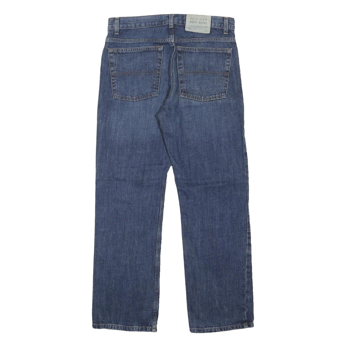 TOMMY HILFIGER Mens Blue Regular Straight Denim W32 L30 Cotton Blend Zip Jeans