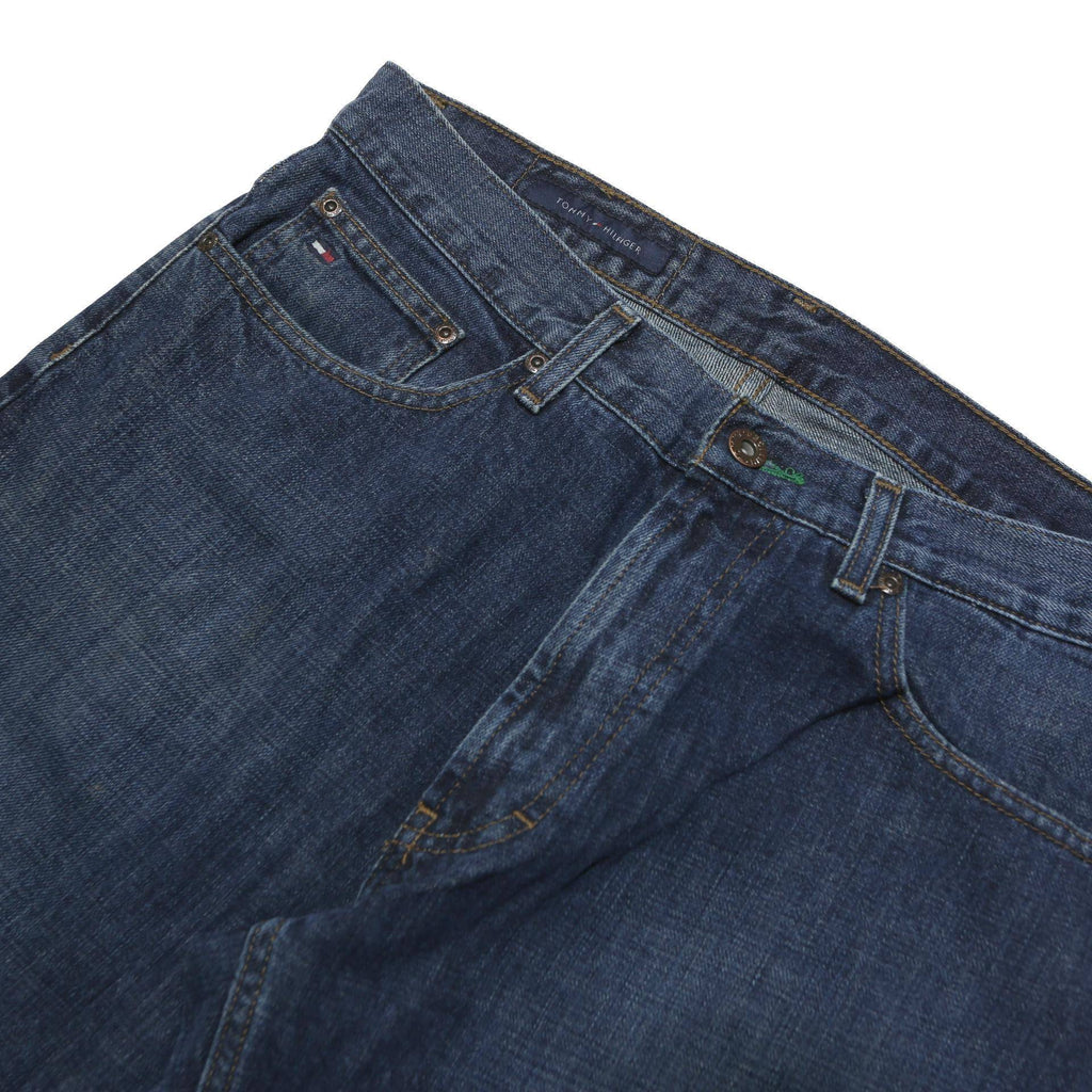 TOMMY HILFIGER Mens Blue Regular Straight Denim W32 L30 Cotton Blend Zip Jeans