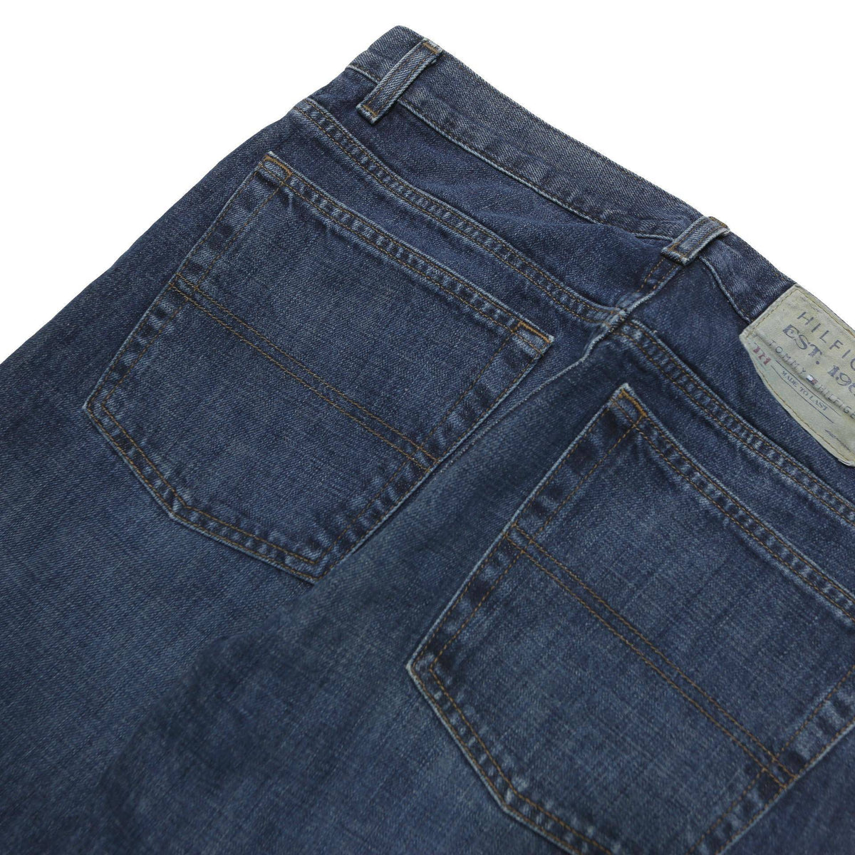 TOMMY HILFIGER Mens Blue Regular Straight Denim W32 L30 Cotton Blend Zip Jeans