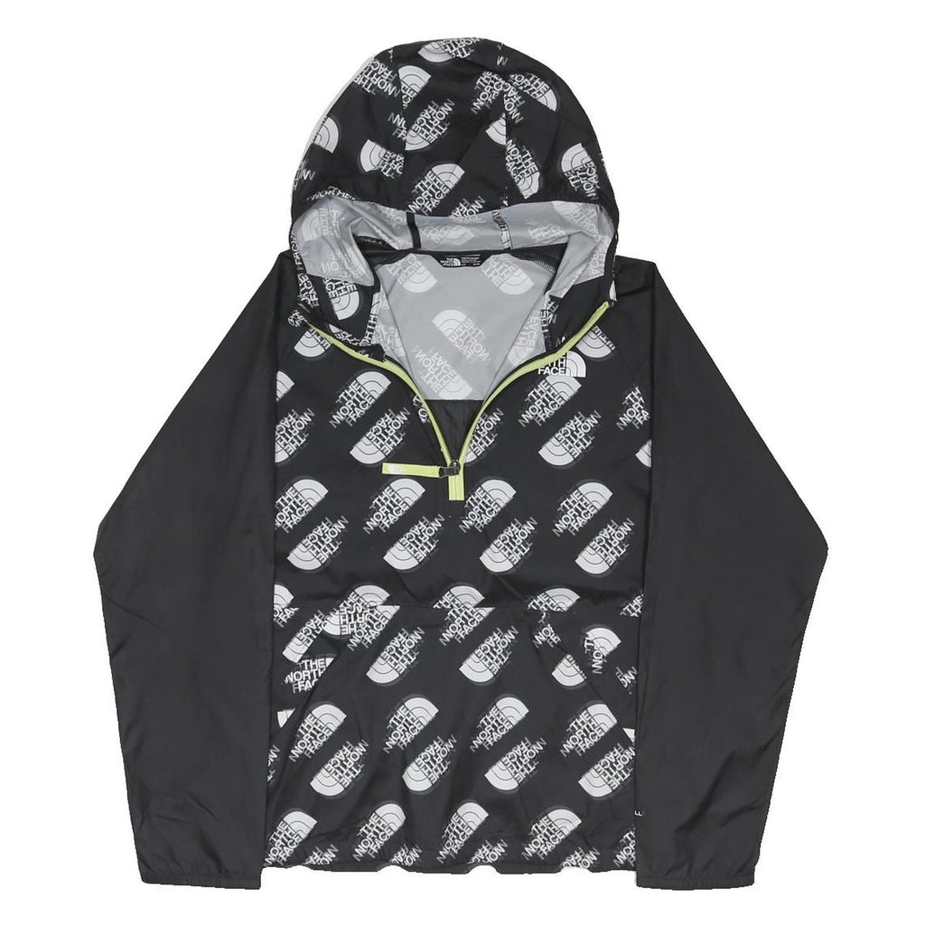 THE NORTH FACE Boys Black & White Logo Print Windbreaker Jacket 14-15Y Polyester