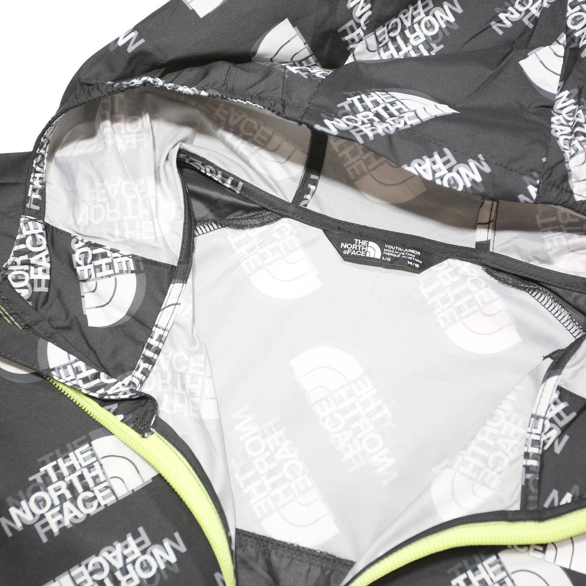 THE NORTH FACE Boys Black & White Logo Print Windbreaker Jacket 14-15Y Polyester