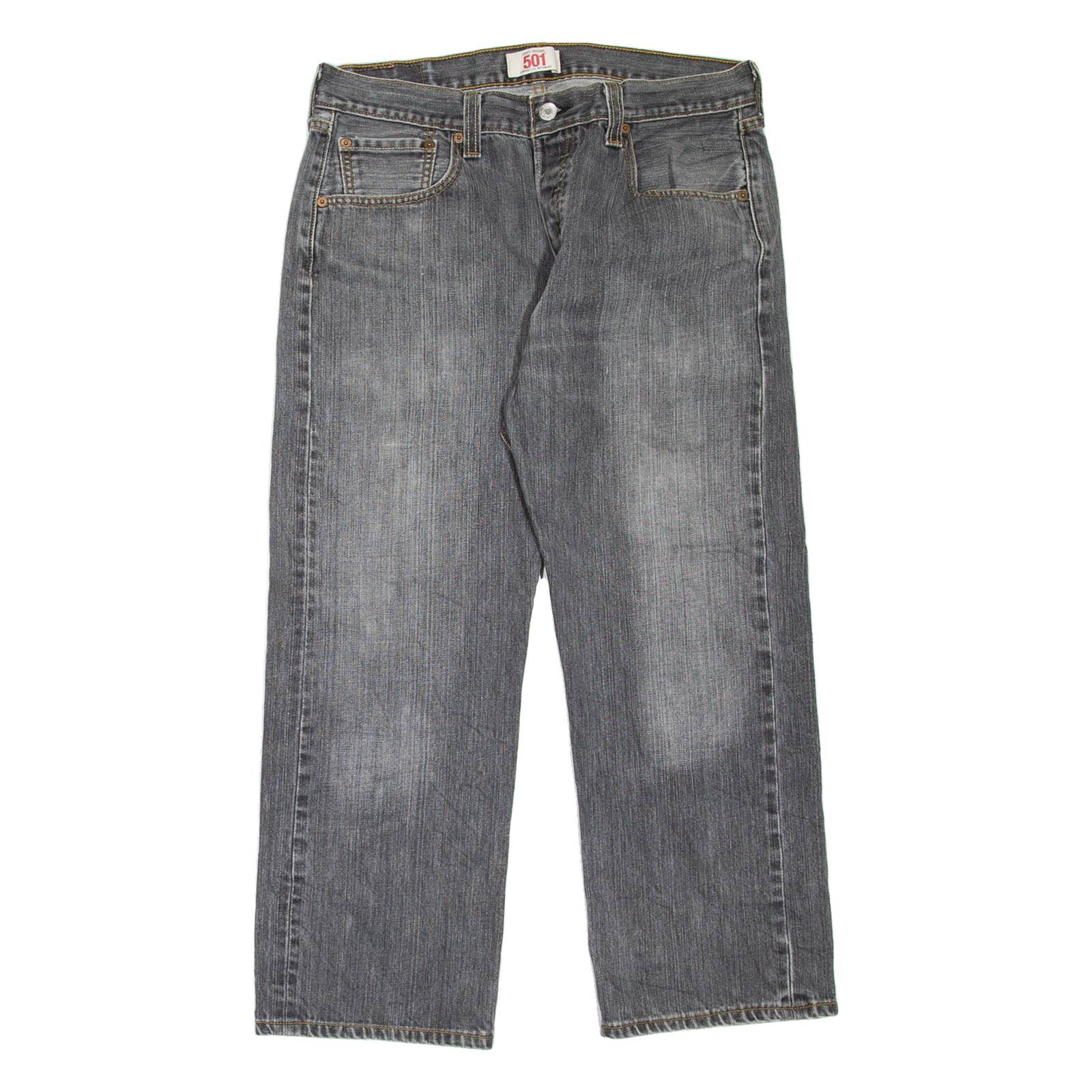 LEVI'S 501 Jeans Mens Grey Regular Straight Stone Wash W34 L25