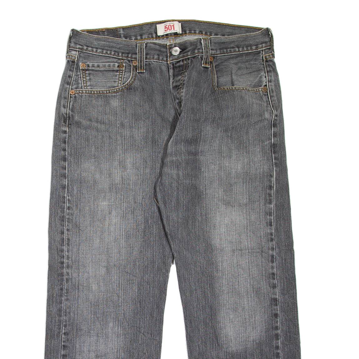 LEVI'S 501 Jeans Mens Grey Regular Straight Stone Wash W34 L25