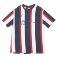 KARL KANI Mens Blue & White & Red Striped Graphic T-Shirt XL Short Sleeve Crew