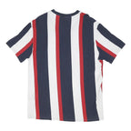 KARL KANI Mens Blue & White & Red Striped Graphic T-Shirt XL Short Sleeve Crew