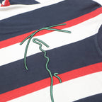 KARL KANI Mens Blue & White & Red Striped Graphic T-Shirt XL Short Sleeve Crew
