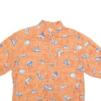 COLUMBIA Mens Orange Printed Cotton Blend Short Sleeve Shirt L Casual Summer