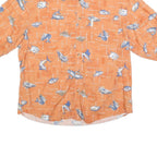 COLUMBIA Mens Orange Printed Cotton Blend Short Sleeve Shirt L Casual Summer