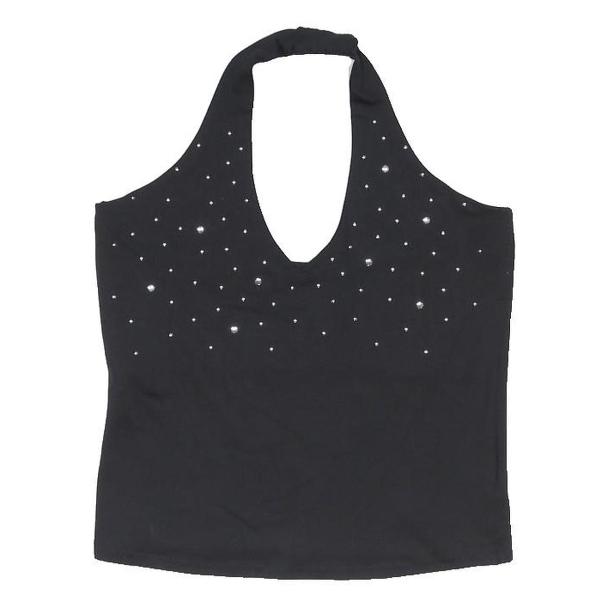 TOPSHOP Womens Black Halter Neck Sleeveless Top UK 12 Studded Detail