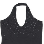 TOPSHOP Womens Black Halter Neck Sleeveless Top UK 12 Studded Detail