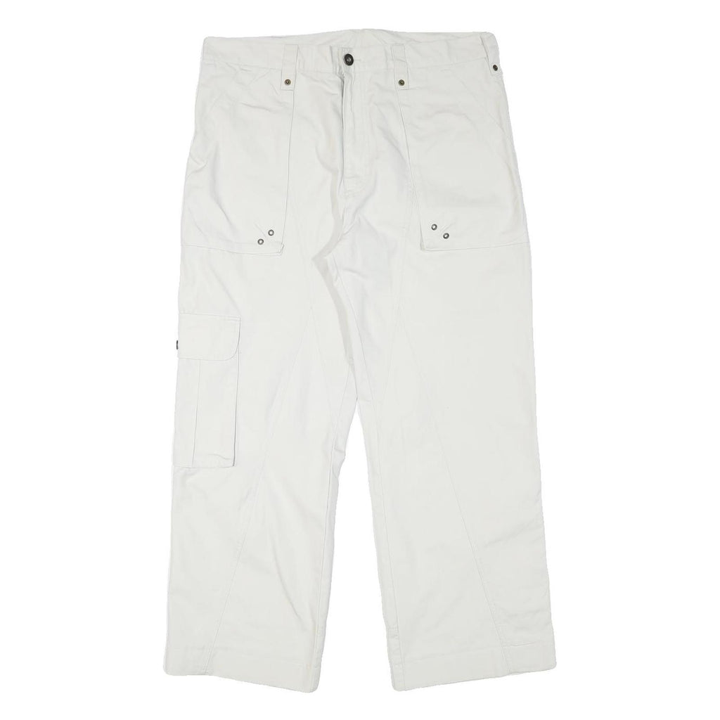 WATSON'S Mens Cotton Blend White Relaxed Cargo Trousers W35 L27 Functional