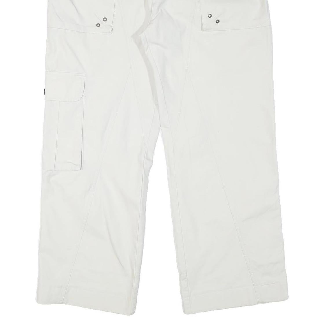 WATSON'S Mens Cotton Blend White Relaxed Cargo Trousers W35 L27 Functional