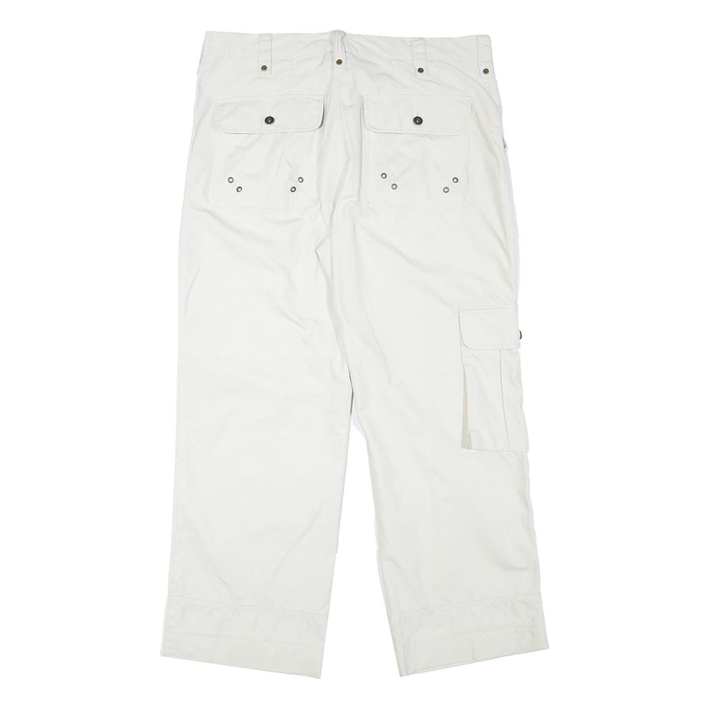 WATSON'S Mens Cotton Blend White Relaxed Cargo Trousers W35 L27 Functional