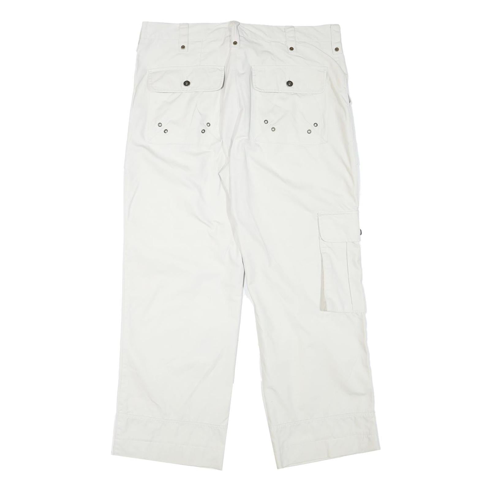 WATSON'S Mens Cotton Blend White Relaxed Cargo Trousers W35 L27 Functional