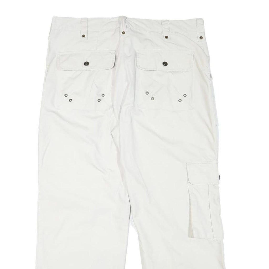 WATSON'S Mens Cotton Blend White Relaxed Cargo Trousers W35 L27 Functional
