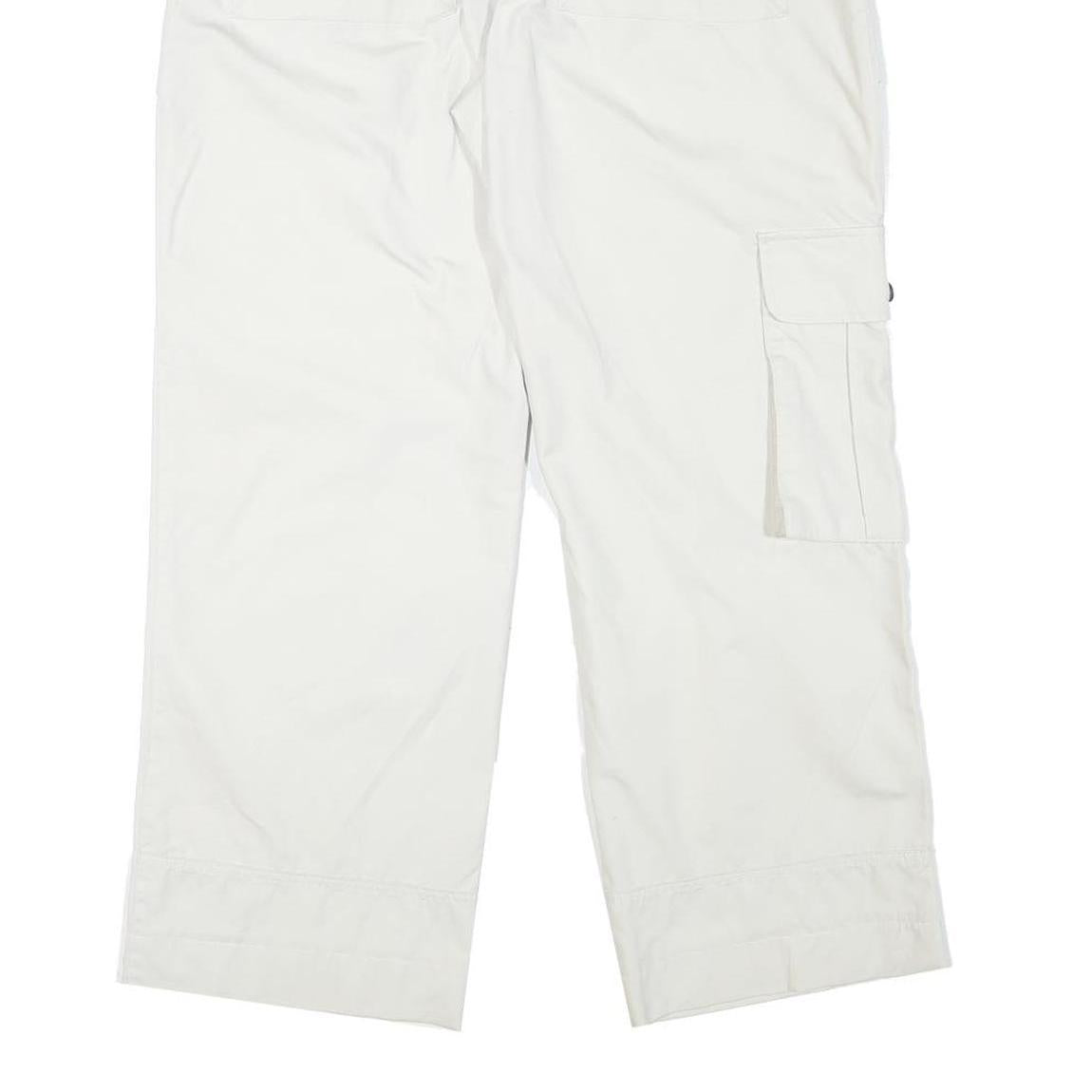 WATSON'S Mens Cotton Blend White Relaxed Cargo Trousers W35 L27 Functional