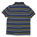 TOMMY HILFIGER Mens Navy Blue & Yellow Striped Polo Shirt Short Sleeve L